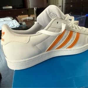Adidas Men's White and Orange Sneakers